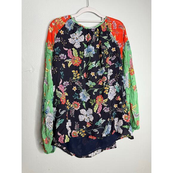 Johnny Was Jade Hortensia Mixed Floral Print Peasant Blouse - Picture 9 of 9